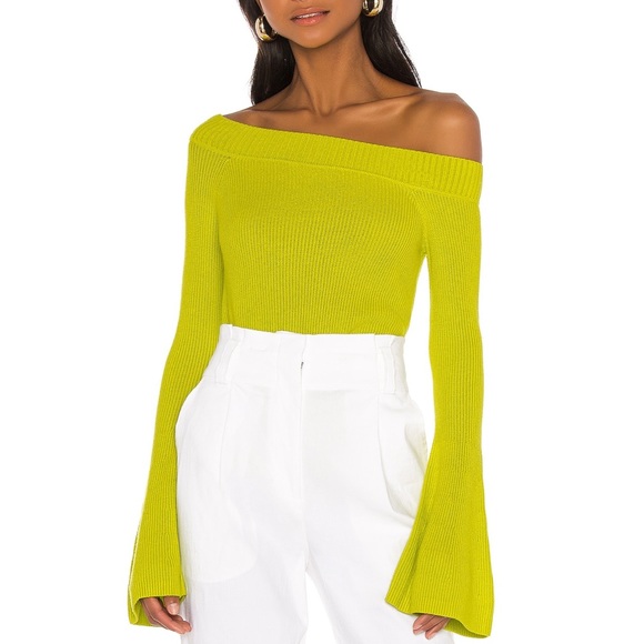 Lovers + Friends Sweaters - Lovers & Friends lime green off the shoulder sweater